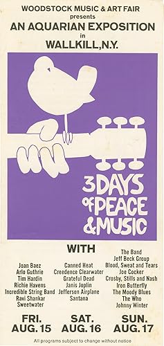 Archive of promotional materials from the Woodstock rock festival, 1969