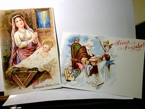 Bild des Verkufers fr Nostalgie / Vintage. 2 x Alte Ansichtskarte / Reproduktion farbig, ungel, 1 x Gesegnete Weihnachten. 1 x Prosit Neujahr. Repros !!!! zum Verkauf von ABC Versand e.K.