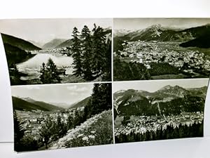Davos. Schweiz. Alte Ansichtskarte / Postkarte s/w. gel. 1958.4 Ansichten um Davos.