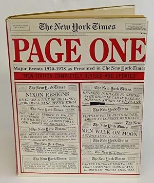 Bild des Verkufers fr Page One. Major Events 1920-1978 as Presented in the New York Times. zum Verkauf von Der Buchfreund