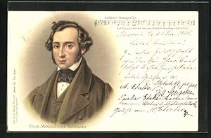 Lithographie Felix Mendelssohn-Bartholdy im Portrait, Liedzeile