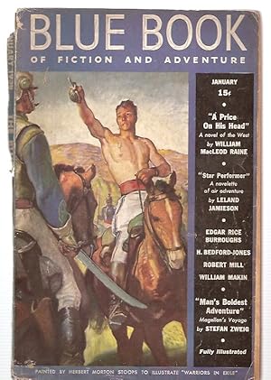 Seller image for BLUE BOOK [BLUEBOOK] MAGAZINE JANUARY 1938 VOL. 66, NO. 3 [including part 3 of TARZAN AND THE ELEPHANT MEN AKA TARZAN THE MAGNIFICENT] for sale by biblioboy