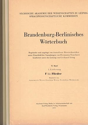 Brandenburg-Berlinisches Wörterbuch. II. Band. 1. [bis] 10. Lieferung. [1] F bis Flieder. [2] Fli...
