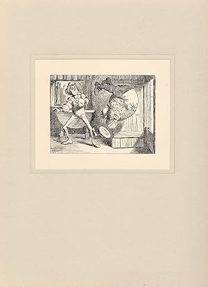 Seller image for Original wood engraving from "Alice's Adventures In Wonderland" Chapter V [Yet you turned a back-somersault in at the door - Pray, what is the reason for that?] for sale by D&D Galleries - ABAA