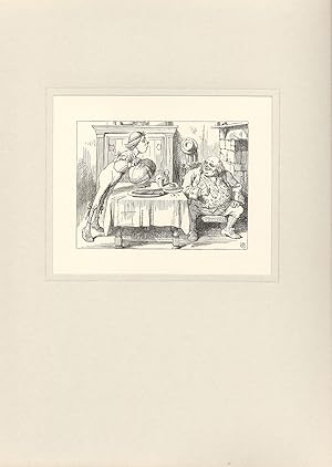 Seller image for Original wood engraving from "Alice's Adventures In Wonderland" Chapter V [Yet you finished the Goose, with the bone and the beak - Pray, how did you manage it?] for sale by D&D Galleries - ABAA