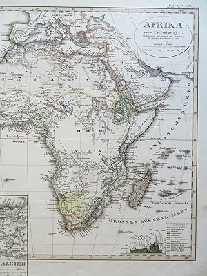 African Continent mountain range height diagram 1855 Stulpnagel large map