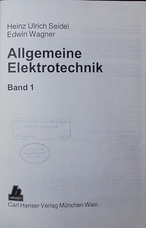 Bild des Verkufers fr Allgemeine Elektrotechnik. zum Verkauf von Antiquariat Bookfarm