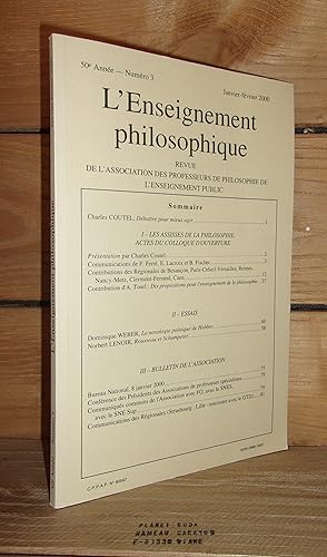 Seller image for L'ENSEIGNEMENT PHILOSOPHIQUE N3: 50e Anne. Janvier-fvrier 2000 for sale by Planet's books