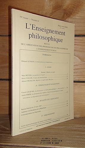 Seller image for L'ENSEIGNEMENT PHILOSOPHIQUE N4: 55e Anne. mars-Avril 2005 for sale by Planet's books