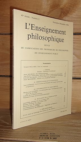 Seller image for L'ENSEIGNEMENT PHILOSOPHIQUE N2: 45e Anne. Novembre-Dcembre 1994 for sale by Planet's books