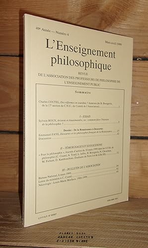 Seller image for L'ENSEIGNEMENT PHILOSOPHIQUE N4: 49e Anne. mars-Avril 1999 for sale by Planet's books