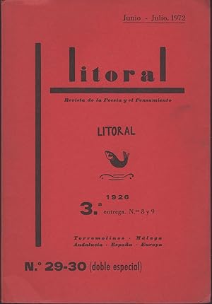 Bild des Verkufers fr LITORAL. REVISTA DE LA POESIA Y EL PENSAMIENTO 29 y 30 Facsmil de la edicin de 1926 zum Verkauf von Librera Hijazo