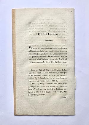 Bild des Verkufers fr [Friesland, [1834]] Frisiaca door Jacobus Scheltema, [Utrecht], [J.G. van Terveen] [1834], p. 213-236. zum Verkauf von Antiquariaat Arine van der Steur / ILAB