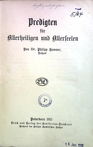 Bild des Verkufers fr Predigten fr Allerheiligen und Allerseelen zum Verkauf von books4less (Versandantiquariat Petra Gros GmbH & Co. KG)