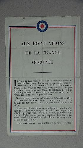 Aux populations de la France occupée