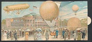 Mechanische-Ansichtskarte Frankfurt a. M., Internationale Luftschiffahrt-Ausstellung 1909, Ballon...