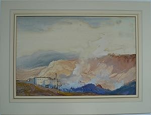 Cecil Arthur Hunt V P R W S R B A - 1873-1965. Quarry scene. An original gouache and watercolour ...