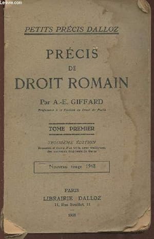 Imagen del vendedor de Prcis de droit Romain Tome I (Collection "Petits prcis Dalloz") a la venta por Le-Livre