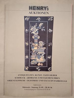 Henry s Auktionen - September 1996. Antiquitäten, Kunst, Tafelsilber, Schmuck, Armband- und Tasch...