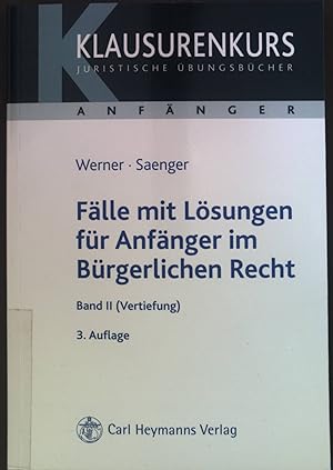 Imagen del vendedor de Flle mit Lsungen fr Anfnger im brgerlichen Recht: Bd. 2., Vertiefung. a la venta por books4less (Versandantiquariat Petra Gros GmbH & Co. KG)