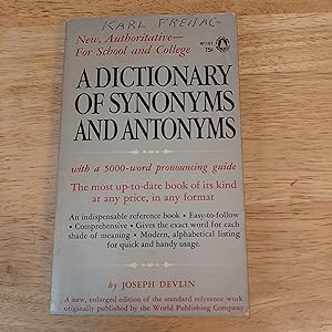 Image du vendeur pour A Dictionary of Synonyms and Antonyms mis en vente par Whitehorse Books