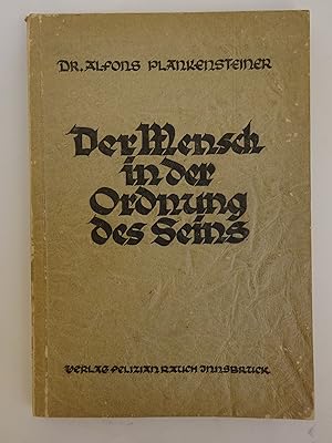 Imagen del vendedor de Der Mensch in der Ordnung des Seins. a la venta por Der Buchfreund