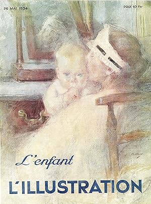 "L'ENFANT" Couverture originale entoilée illustrée par Béatrice HOW pour L'ILLUSTRATION du 26 Mai...