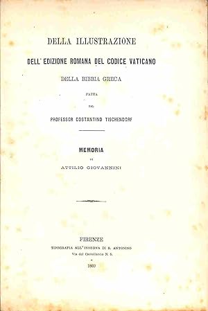 Della illustrazione dell'edizione romana del Codice Vaticano della Bibbia greca fatta dal Profess...