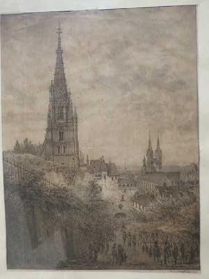 "Stadt Esslingen am Neckar". Ansicht mit dem Turm der Liebfrauenkirche und der Dionysuskirche vom...