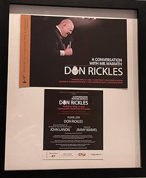 Imagen del vendedor de A CONVERSATION WITH MR. WARMTH. Don Rickles & John Landis Hosted by Jimmy Kimmel. Two Printed Announcements of this Event Held April 17th, 2008 a la venta por Ed Smith Books, ABAA