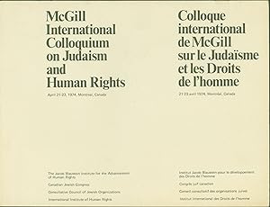 McGill International Colloquium on Judaism and Human Rights, April 21-23, 1974. Montreal, Canada ...