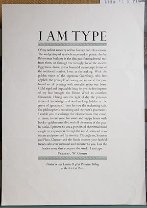 Original Broadside - "I Am Type"