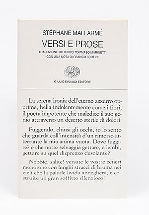 Image du vendeur pour Versi e prose. Traduzione di Filippo Tommaso Marinetti. Con una nota di Franco Fortini mis en vente par Libreria Antiquaria Pontremoli SRL