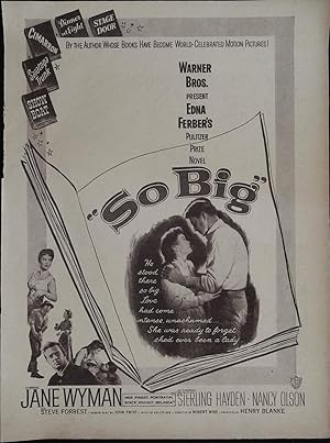 Seller image for So Big Trade Print Ad 1953 Jane Wyman, Sterling Hayden, Nancy Olson for sale by AcornBooksNH