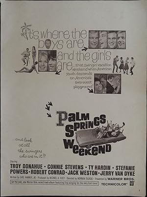 Seller image for Palm Springs Weekend Trade Print Ad 1963 Troy Donahue, Connie Stevens, Ty Hardin for sale by AcornBooksNH