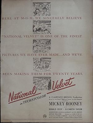 Bild des Verkufers fr National Velvet Trade Print Ad 1944 Mickey Rooney, Donald Crisp, Elizabeth Taylor zum Verkauf von AcornBooksNH