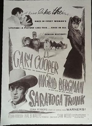 Immagine del venditore per Saratoga Trunk Trade Print Ad 1946 Gary Cooper, Ingrid Bergman venduto da AcornBooksNH