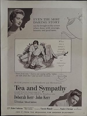 Image du vendeur pour Tea and Sympathy Trade Print Ad 1956 Deborah Kerr, John Kerr, Leif Erickson mis en vente par AcornBooksNH