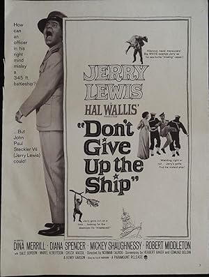 Seller image for Don't Give Up the Ship Trade Print Ad 1959 Jerry Lewis, Dina Merrill, Diana Spencer for sale by AcornBooksNH