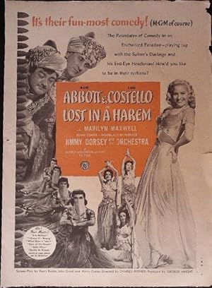 Imagen del vendedor de Lost in a Harem Trade Print Ad 1944 Abbott and Costello, Marilyn Maxwell a la venta por AcornBooksNH