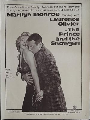 Seller image for The Prince and the Showgirl Trade Print Ad 1957 Marilyn Monroe, Laurence Olivier for sale by AcornBooksNH