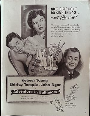 Immagine del venditore per Adventure in Baltimore Trade Print Ad 1949 Robert Young, Shirley Temple, John Agar venduto da AcornBooksNH