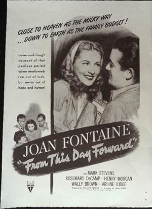 Imagen del vendedor de From This Day Forward Trade Print Ad 1946 Joan Fontaine, Mark Stevens a la venta por AcornBooksNH