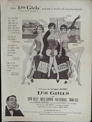 Image du vendeur pour Les Girls Trade Print Ad 1957 Gene Kelly, Mitzi Gaynor, Kay Kendall mis en vente par AcornBooksNH