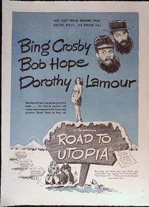 Bild des Verkufers fr Road to Utopia Trade Print Ad 1946 Bing Crosby, Bob Hope, Dorothy Lamour, zum Verkauf von AcornBooksNH