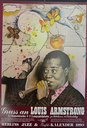 Bild des Verkufers fr Gruss an Louis Armstrong. 12 Kunstdrucke + 1 Langspielplatte zu Satchmos 80. Geburtstag. zum Verkauf von Antiquariat Schwarz & Grmling GbR