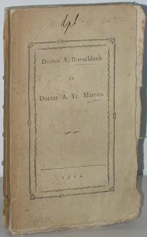Bild des Verkufers fr An Adalbert Friedrich Marcus ber den Typhus. zum Verkauf von Antiquariat Werner Steinbei