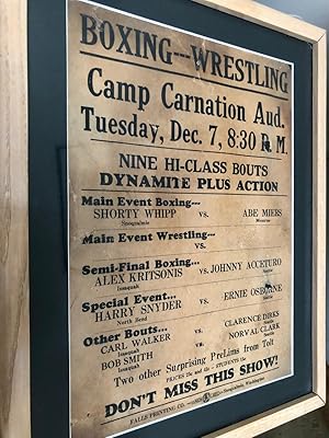 [Pacific Northwest Boxing Poster:] Boxing - Wrestling Camp Carnation Auditorium Nine Hi-Class Bou...