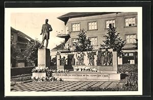 Bild des Verkufers fr Ansichtskarte Gding / Hodonin, Denkmal T. G. Masaryk zum Verkauf von Bartko-Reher