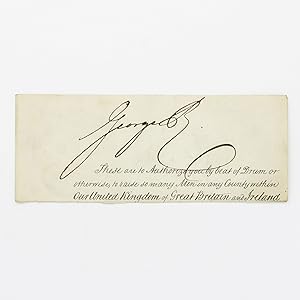 Imagen del vendedor de A signature ('George R') at the head of a piece cut from a 'Beat of Drum' recruitment warrant a la venta por Michael Treloar Booksellers ANZAAB/ILAB